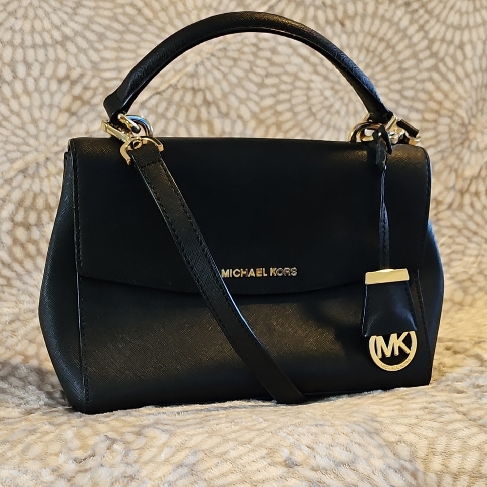 Michael Kors Black Crossbody Bag with Gold Accents